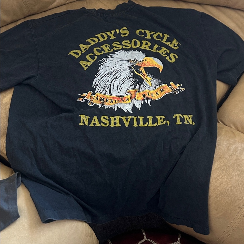 Harley-Davidson Black T-Shirt with Motorcycle and Dog Graphic